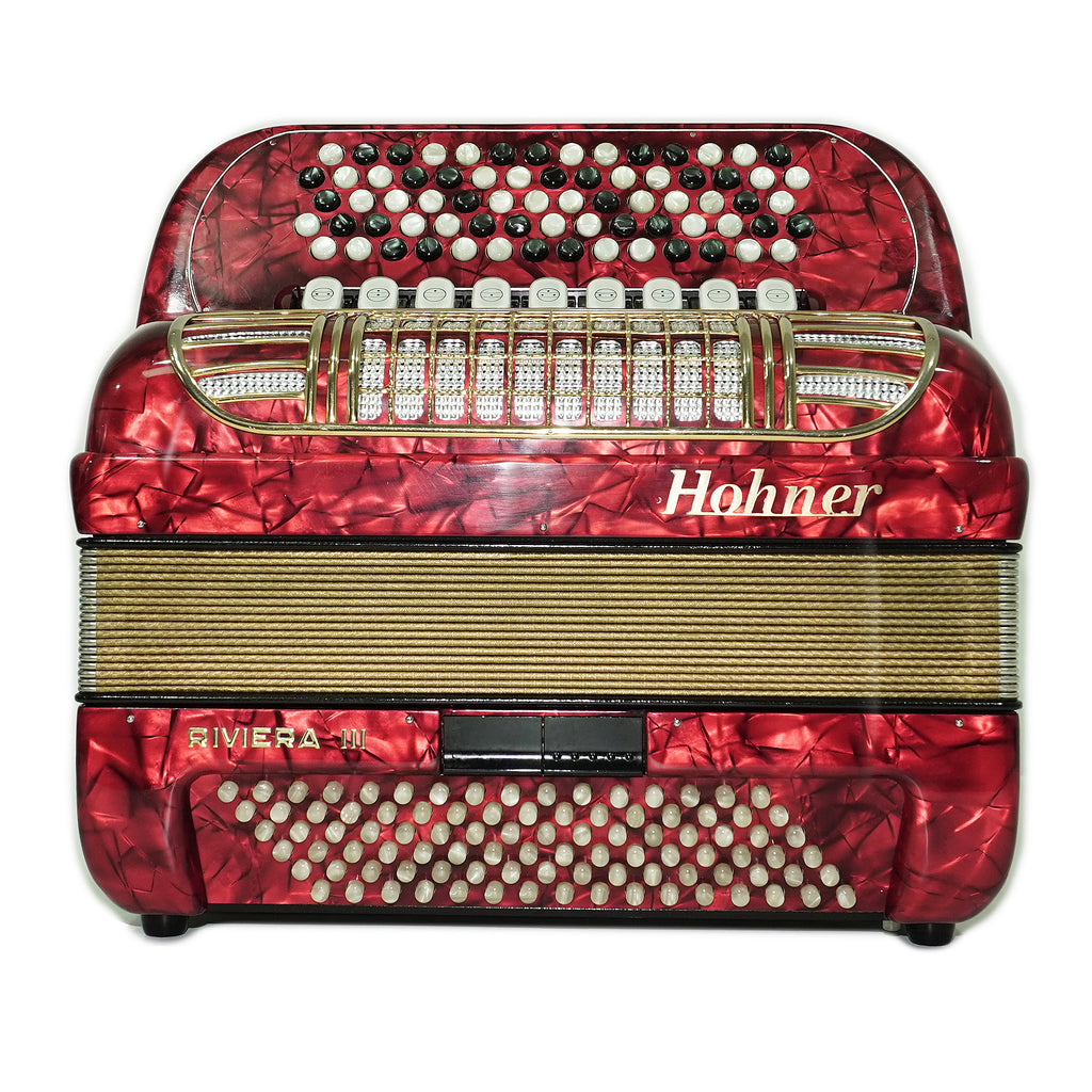 Hohner Riviera III 5 Row Lightweight Button Accordion 96 Bass made in Germany, C Griff, Straps and Case, Original Accordeone de Botones, 2725