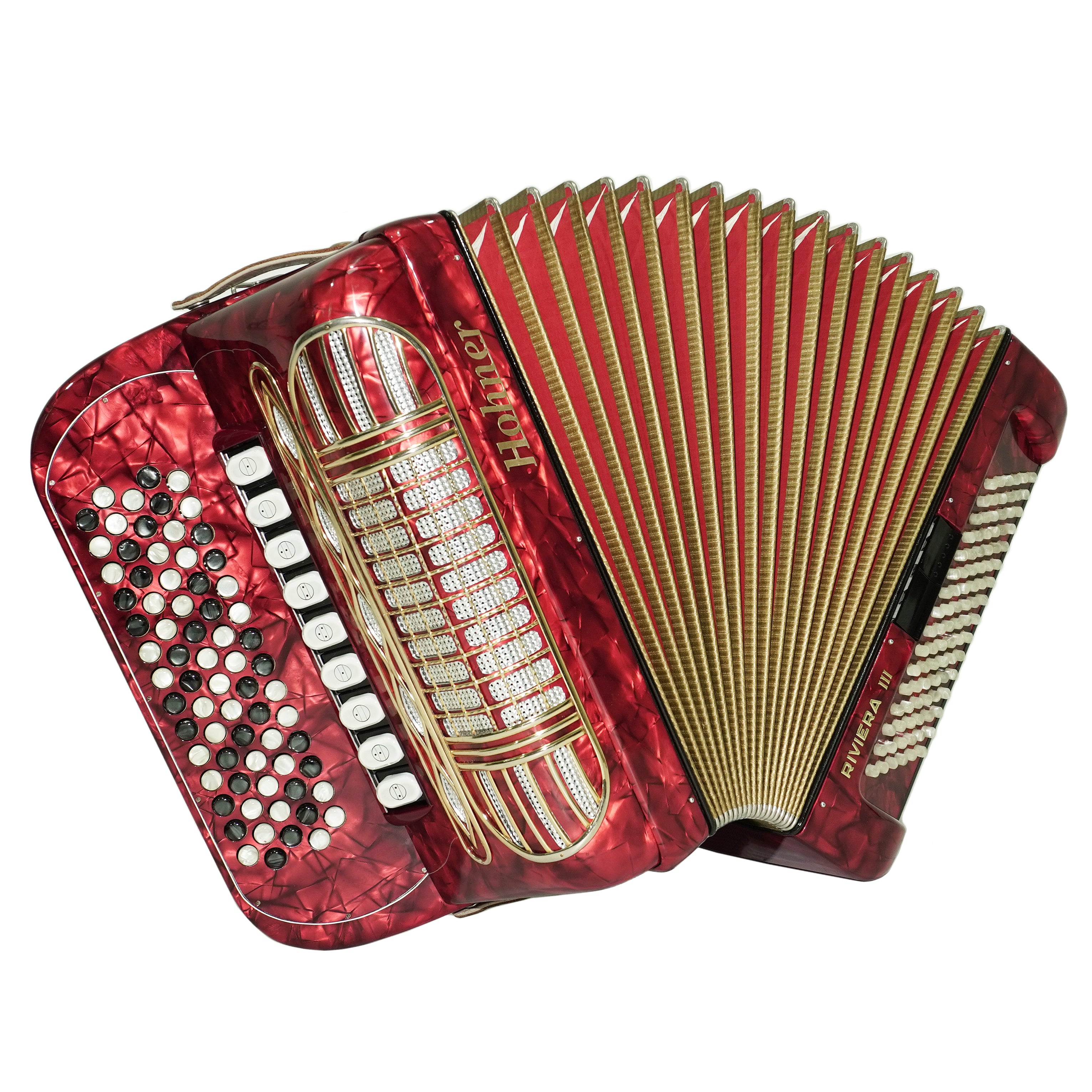 Hohner Riviera III 5 Row Lightweight Button Accordion 96 Bass made in Germany, C Griff, Straps and Case, Original Accordeone de Botones, 2725