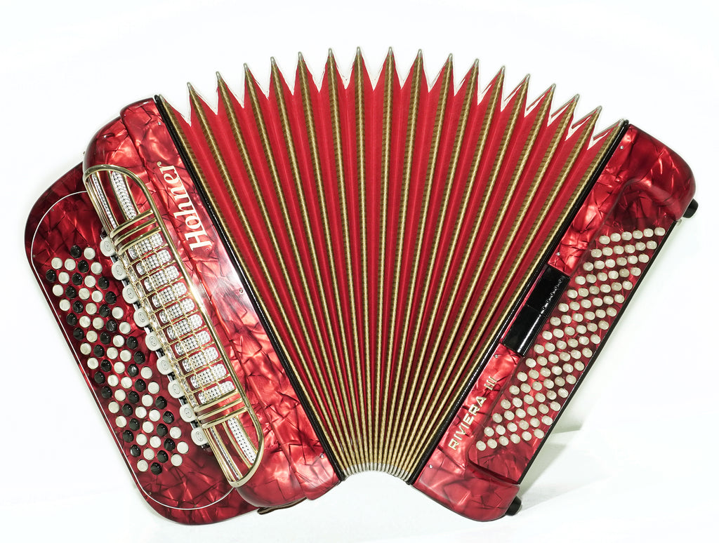 Hohner Riviera III 5 Row Lightweight Button Accordion 96 Bass made in Germany, C Griff, Straps and Case, Original Accordeone de Botones, 2725