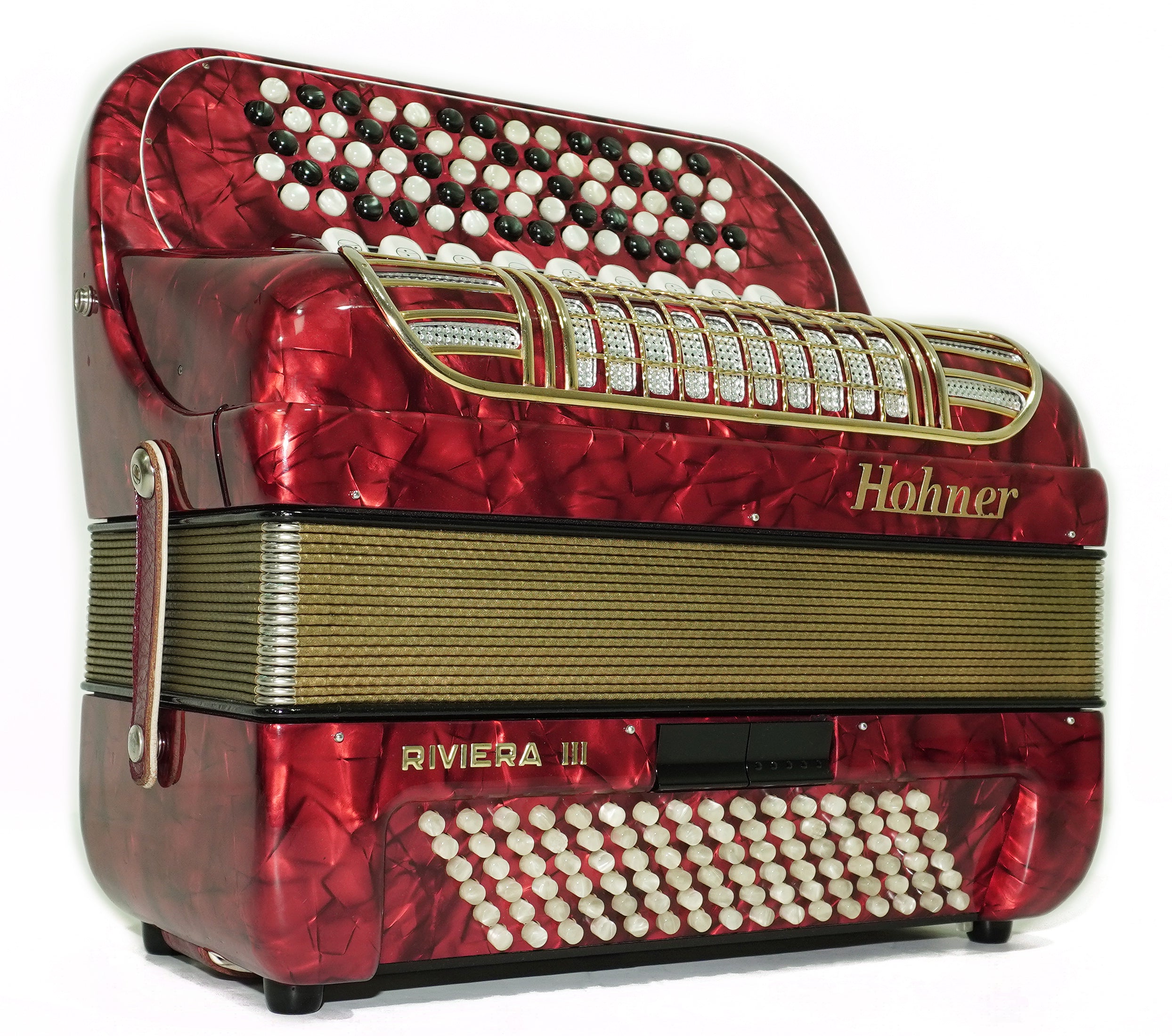 Hohner Riviera III 5 Row Lightweight Button Accordion 96 Bass made in Germany, C Griff, Straps and Case, Original Accordeone de Botones, 2725