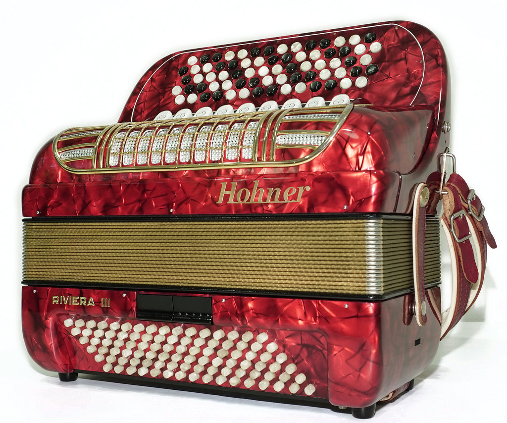 Hohner Riviera III 5 Row Lightweight Button Accordion 96 Bass made in Germany, C Griff, Straps and Case, Original Accordeone de Botones, 2725
