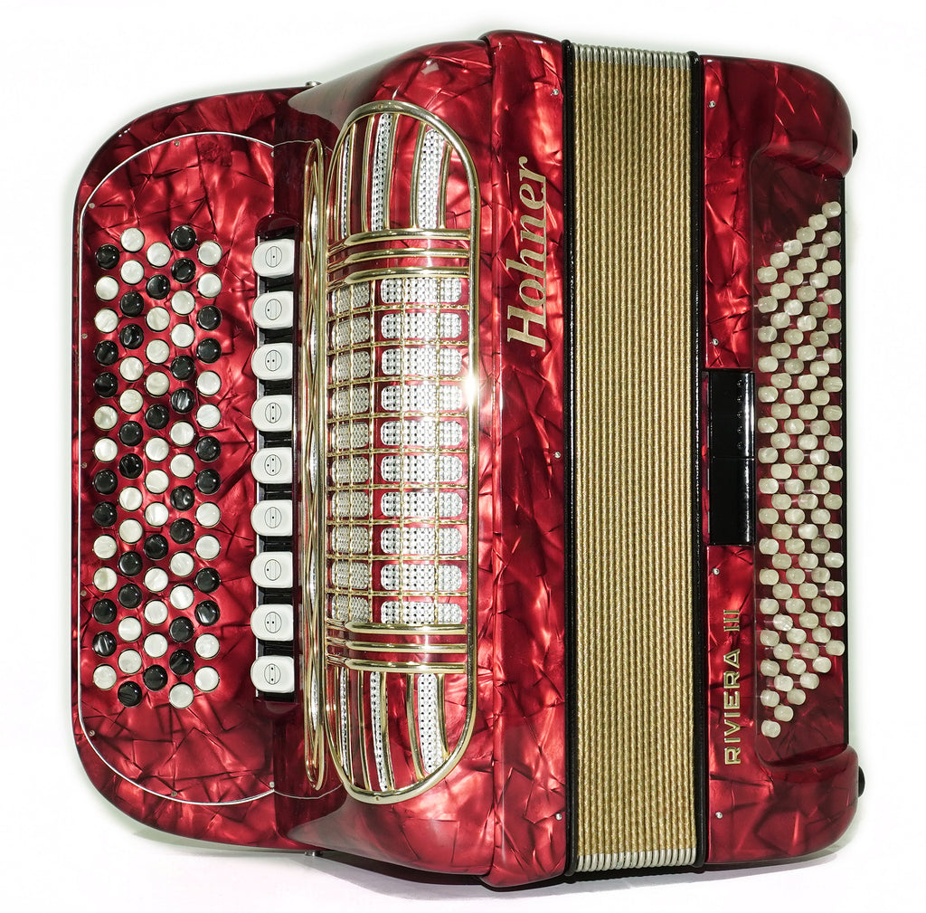 Hohner Riviera III 5 Row Lightweight Button Accordion 96 Bass made in Germany, C Griff, Straps and Case, Original Accordeone de Botones, 2725