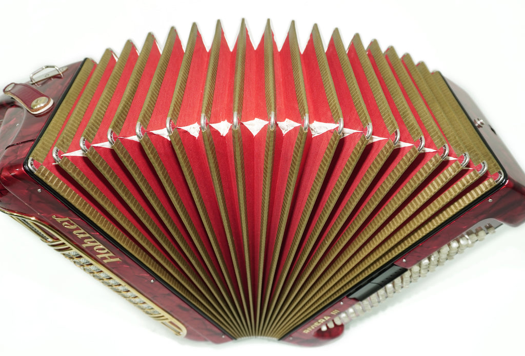 Hohner Riviera III 5 Row Lightweight Button Accordion 96 Bass made in Germany, C Griff, Straps and Case, Original Accordeone de Botones, 2725