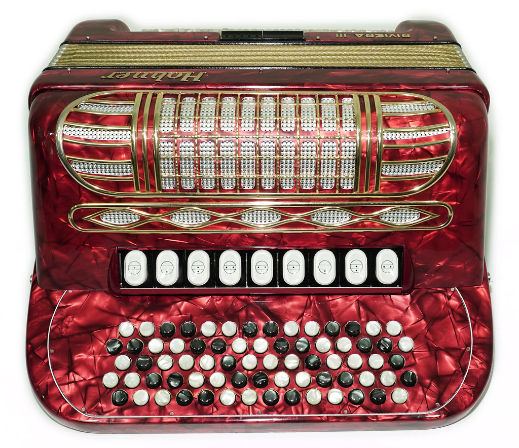 Hohner Riviera III 5 Row Lightweight Button Accordion 96 Bass made in Germany, C Griff, Straps and Case, Original Accordeone de Botones, 2725