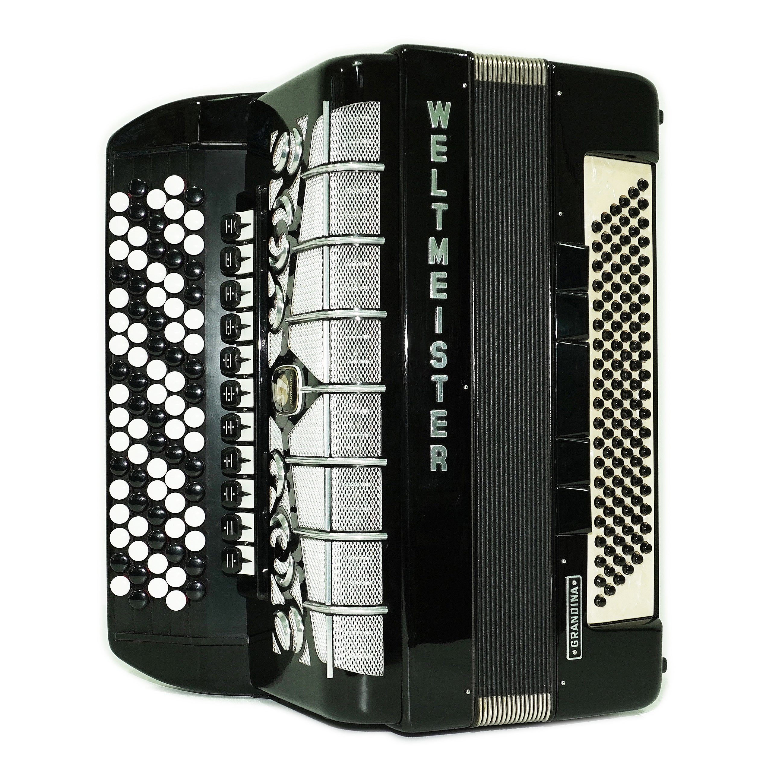 Weltmeister Grandina Button Accordion 120 Bass, made in Germany, 5 Row Bayan B Griff, Straps and Case, 2722