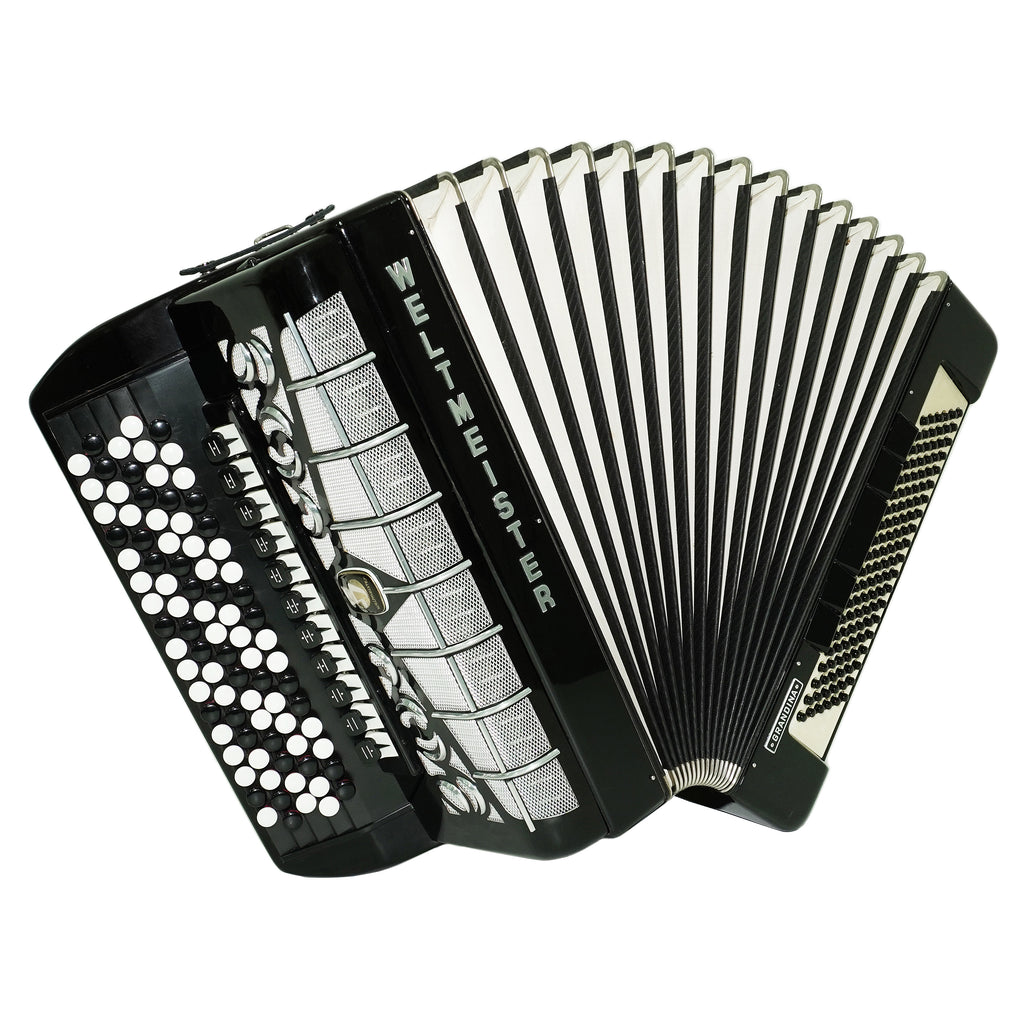 Weltmeister Grandina Button Accordion 120 Bass, made in Germany, 5 Row Bayan B Griff, Straps and Case, 2722