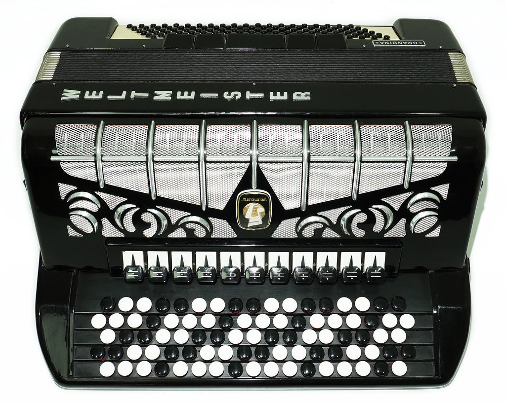 Weltmeister Grandina Button Accordion 120 Bass, made in Germany, 5 Row Bayan B Griff, Straps and Case, 2722