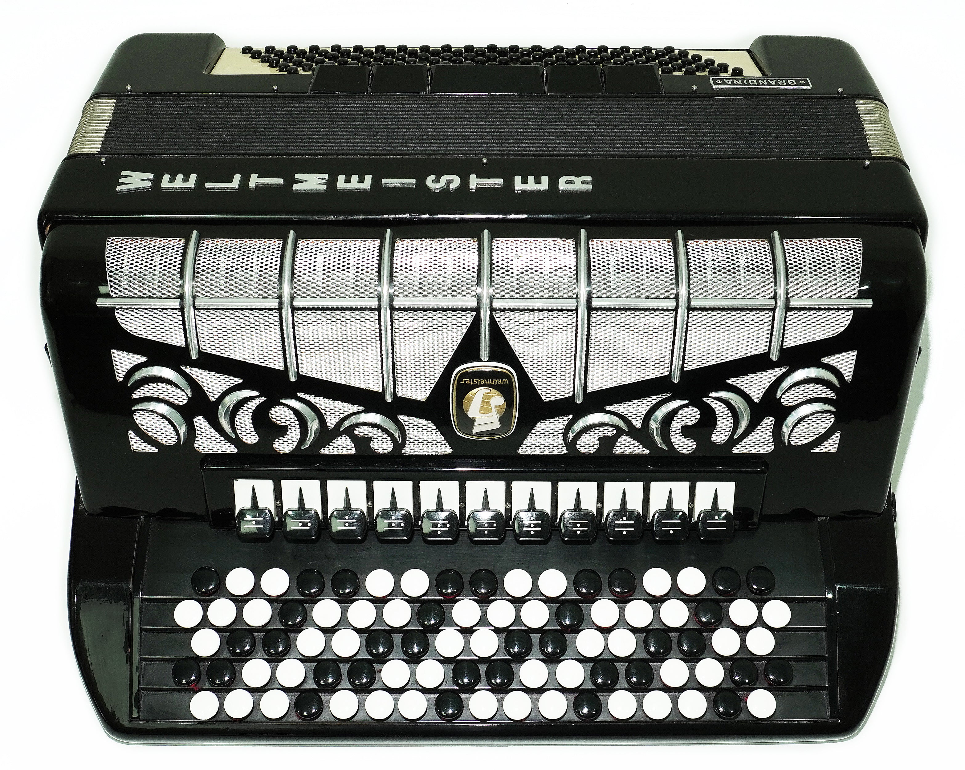 Weltmeister Grandina Button Accordion 120 Bass, made in Germany, 5 Row Bayan B Griff, Straps and Case, 2722