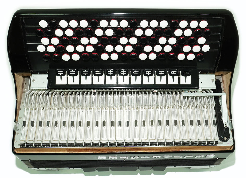 Weltmeister Grandina Button Accordion 120 Bass, made in Germany, 5 Row Bayan B Griff, Straps and Case, 2722