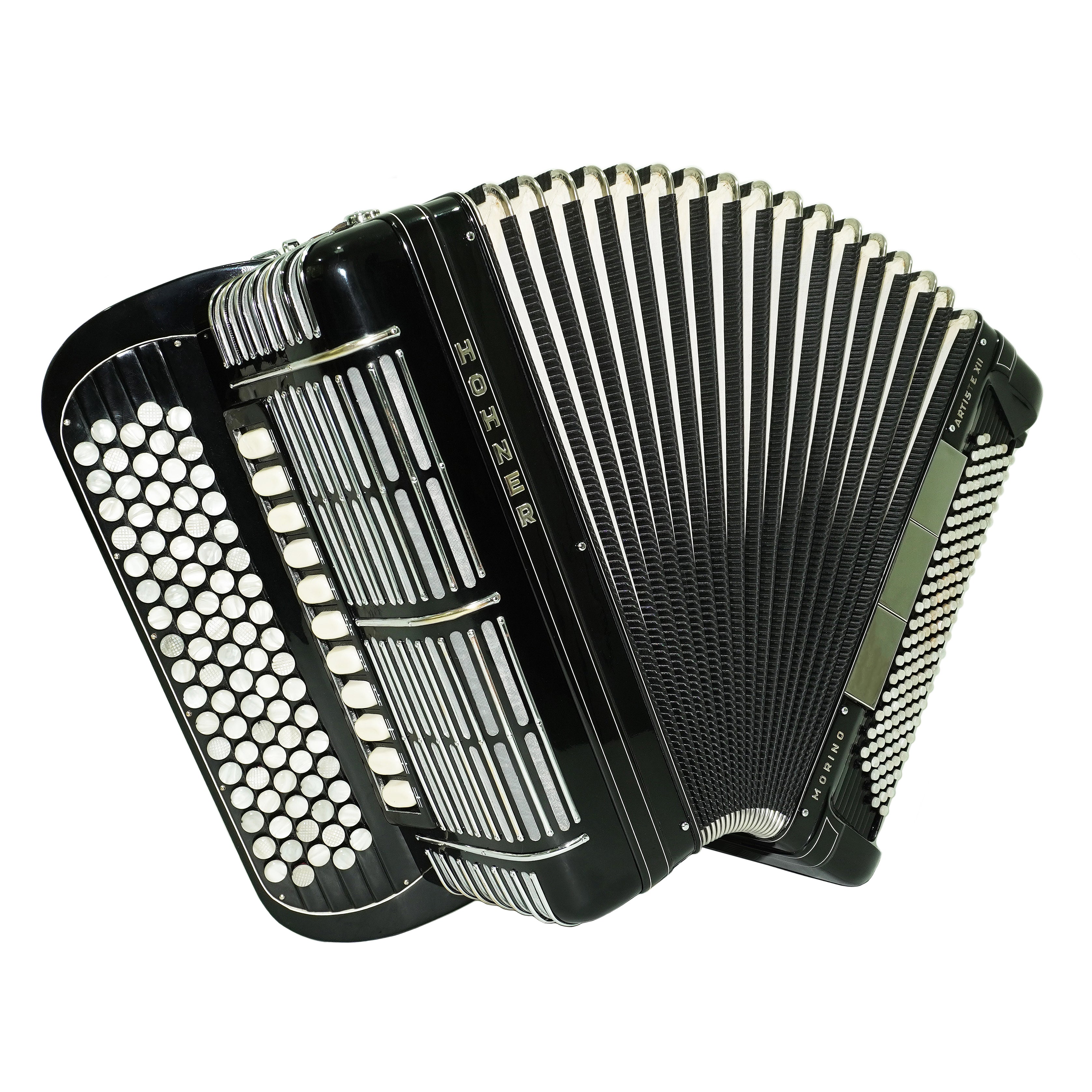 Converter Hohner Morino Artiste XII Cassotto Button Accordion, made in Germany, C Griff Knopfakkordeon, Straps and Case, 2723