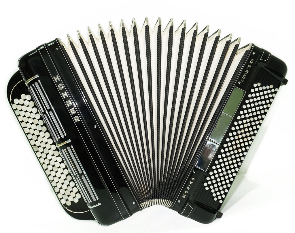 Converter Hohner Morino Artiste XII Cassotto Button Accordion, made in Germany, C Griff Knopfakkordeon, Straps and Case, 2723