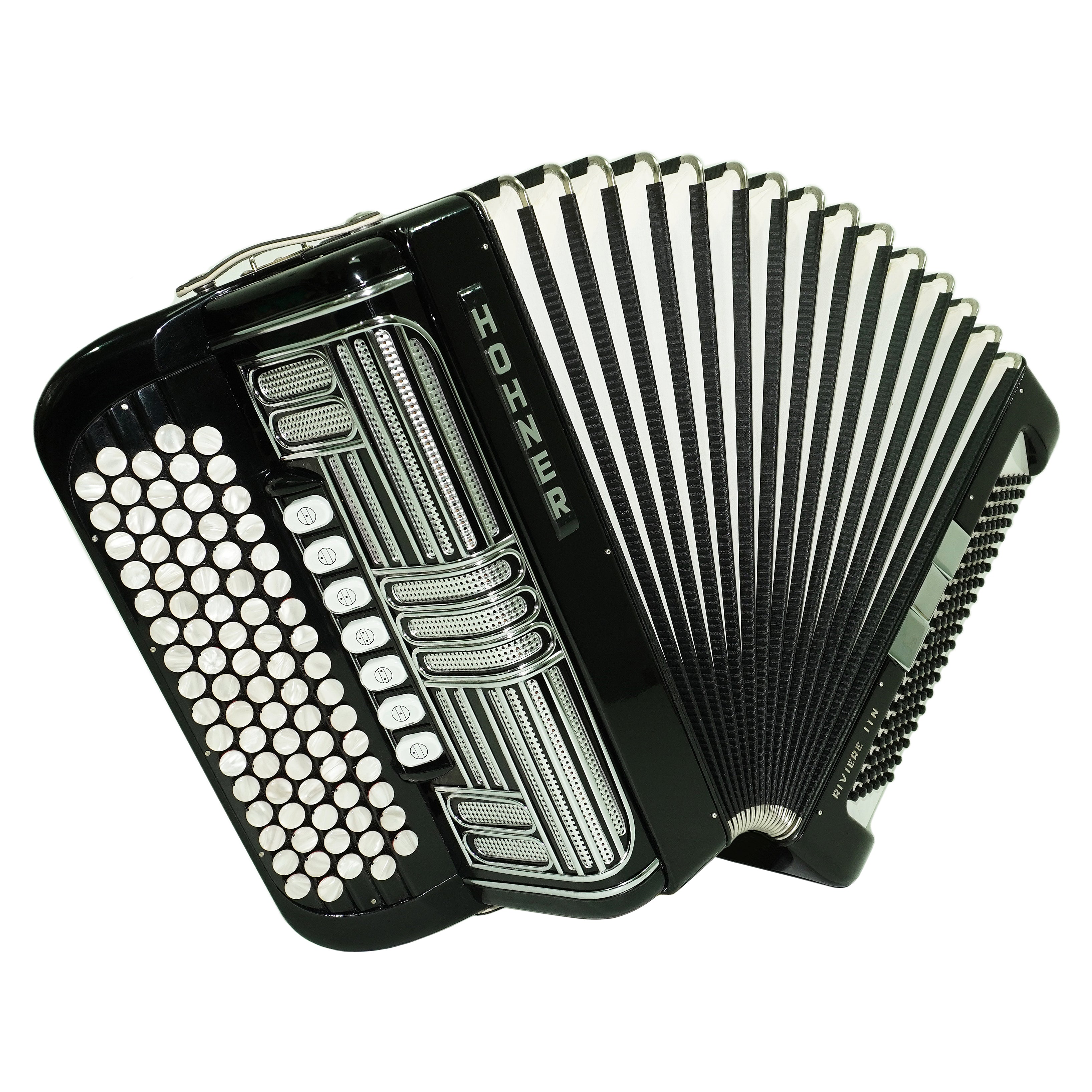 Hohner Riviera III N De Luxe C Griff 5 Row Button Accordion 120 Bass, made in Germany, Straps and Case, Accordeone de Botones, 2749