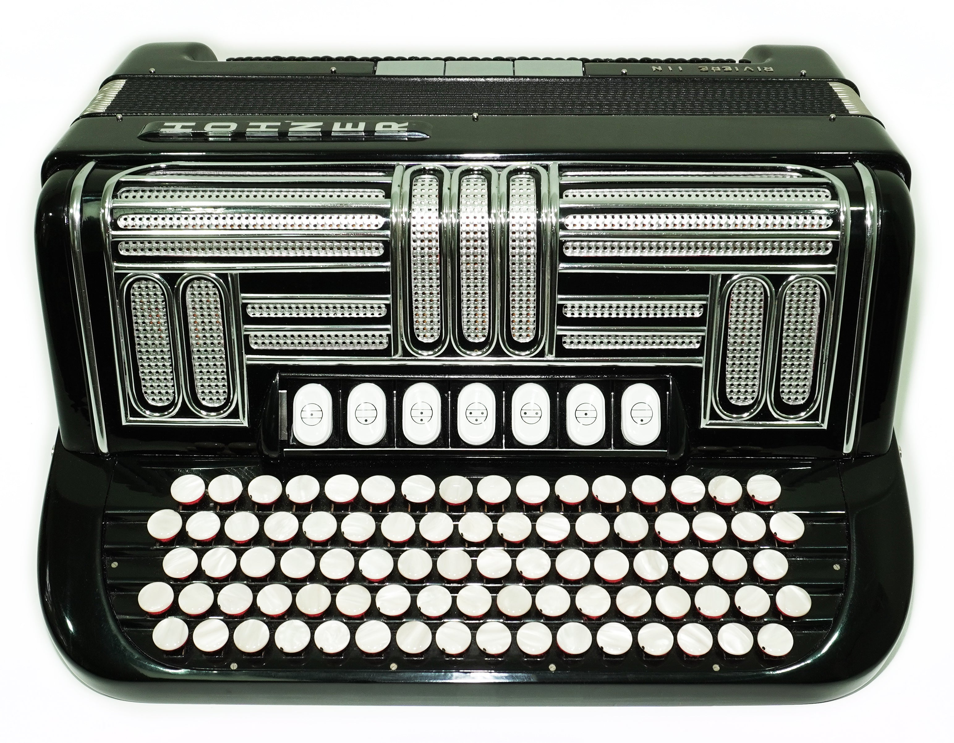 Hohner Riviera III N De Luxe C Griff 5 Row Button Accordion 120 Bass, made in Germany, Straps and Case, Accordeone de Botones, 2749