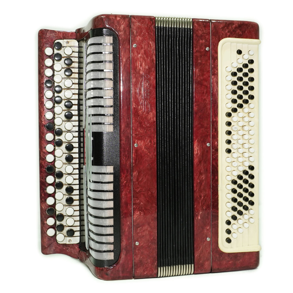 Tulskiy Russian Bayan Etude, 3 Row Chromatic Button Accordion 100 Bass, B System, Straps and Case, Soviet Garmoshka Tula, 2744