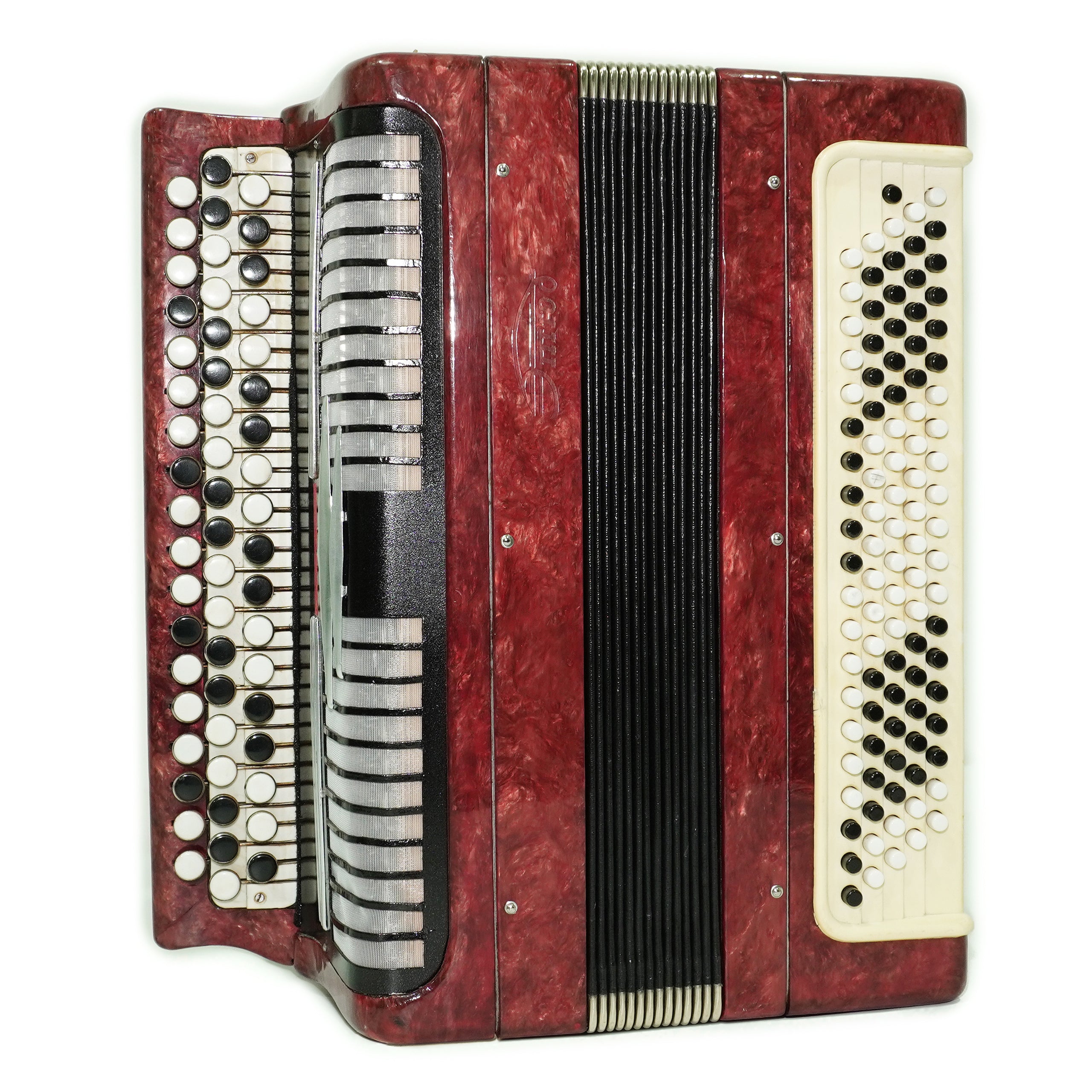 Tulskiy Russian Bayan Etude, 3 Row Chromatic Button Accordion 100 Bass, B System, Straps and Case, Soviet Garmoshka Tula, 2744