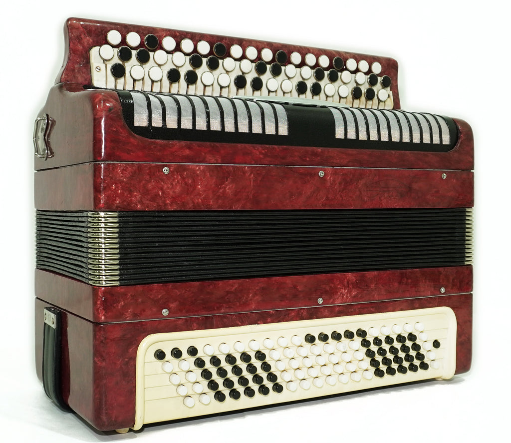 Tulskiy Russian Bayan Etude, 3 Row Chromatic Button Accordion 100 Bass, B System, Straps and Case, Soviet Garmoshka Tula, 2744
