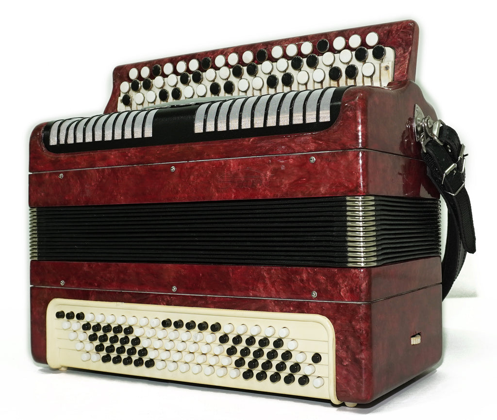 Tulskiy Russian Bayan Etude, 3 Row Chromatic Button Accordion 100 Bass, B System, Straps and Case, Soviet Garmoshka Tula, 2744