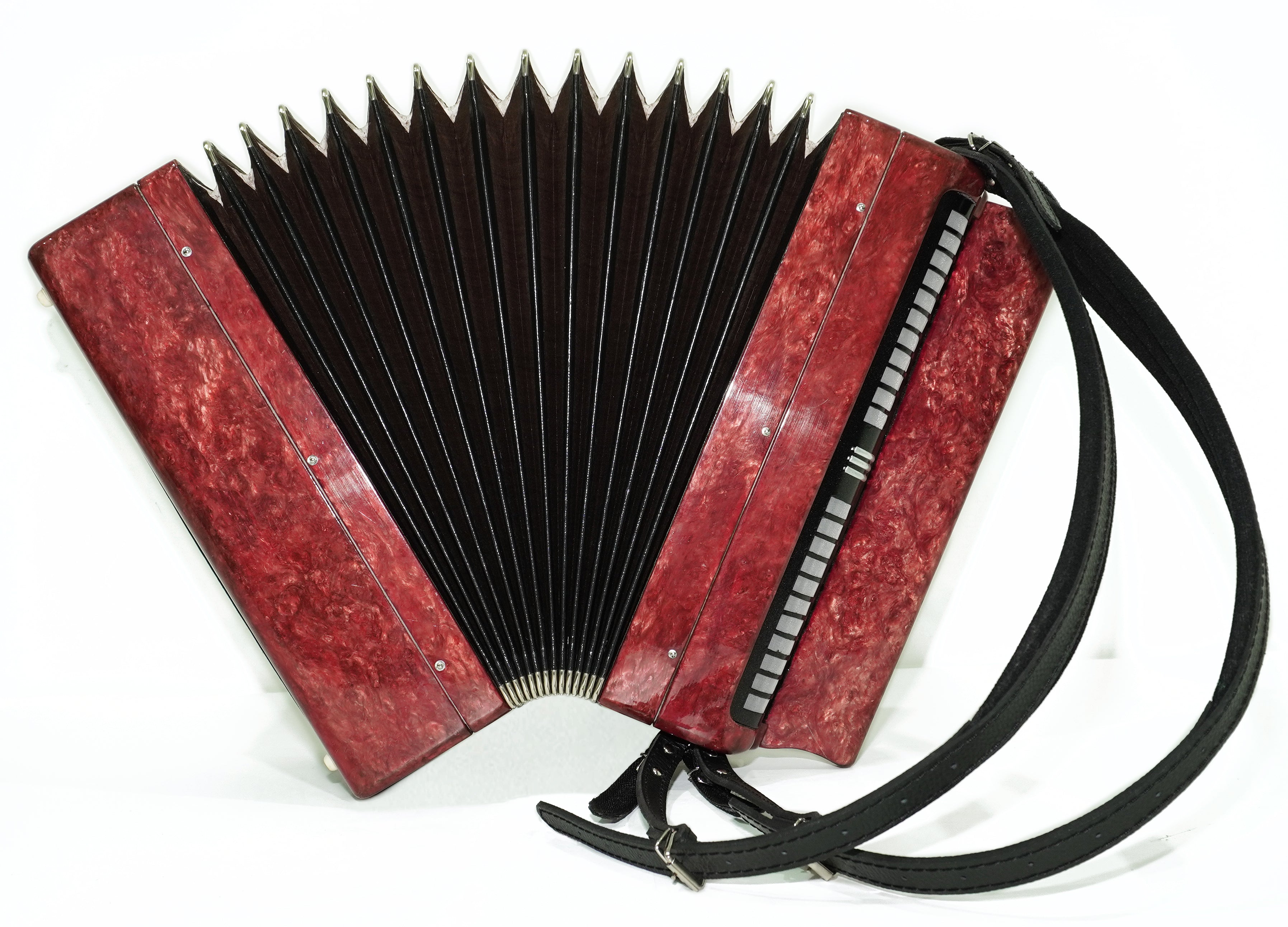 Tulskiy Russian Bayan Etude, 3 Row Chromatic Button Accordion 100 Bass, B System, Straps and Case, Soviet Garmoshka Tula, 2744