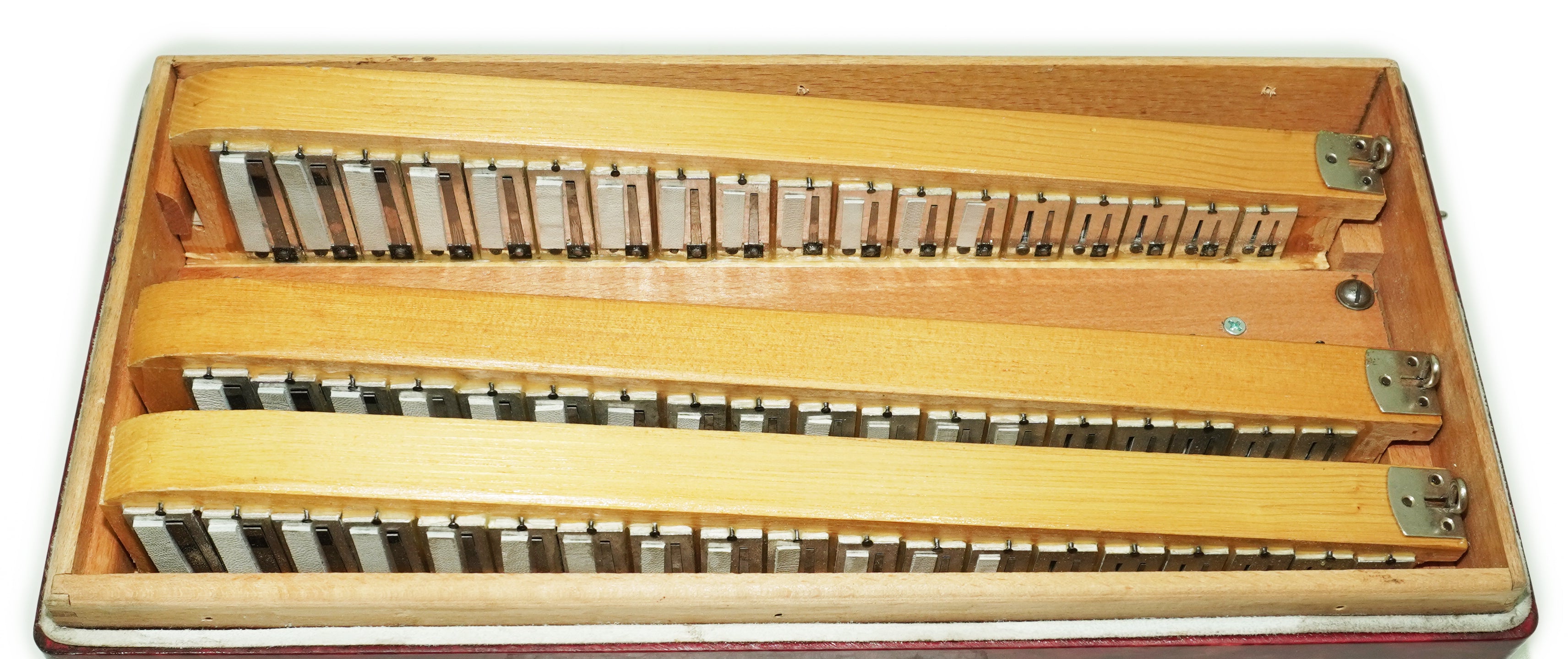 Tulskiy Russian Bayan Etude, 3 Row Chromatic Button Accordion 100 Bass, B System, Straps and Case, Soviet Garmoshka Tula, 2744