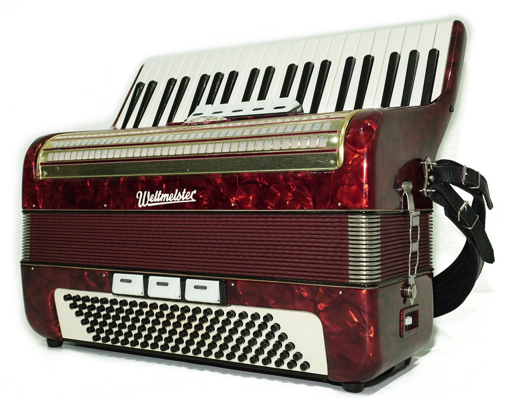 Weltmeister Accordion 120 Bass, German Keyboard Piano Accordian, New Straps and Soft Bag, 2737