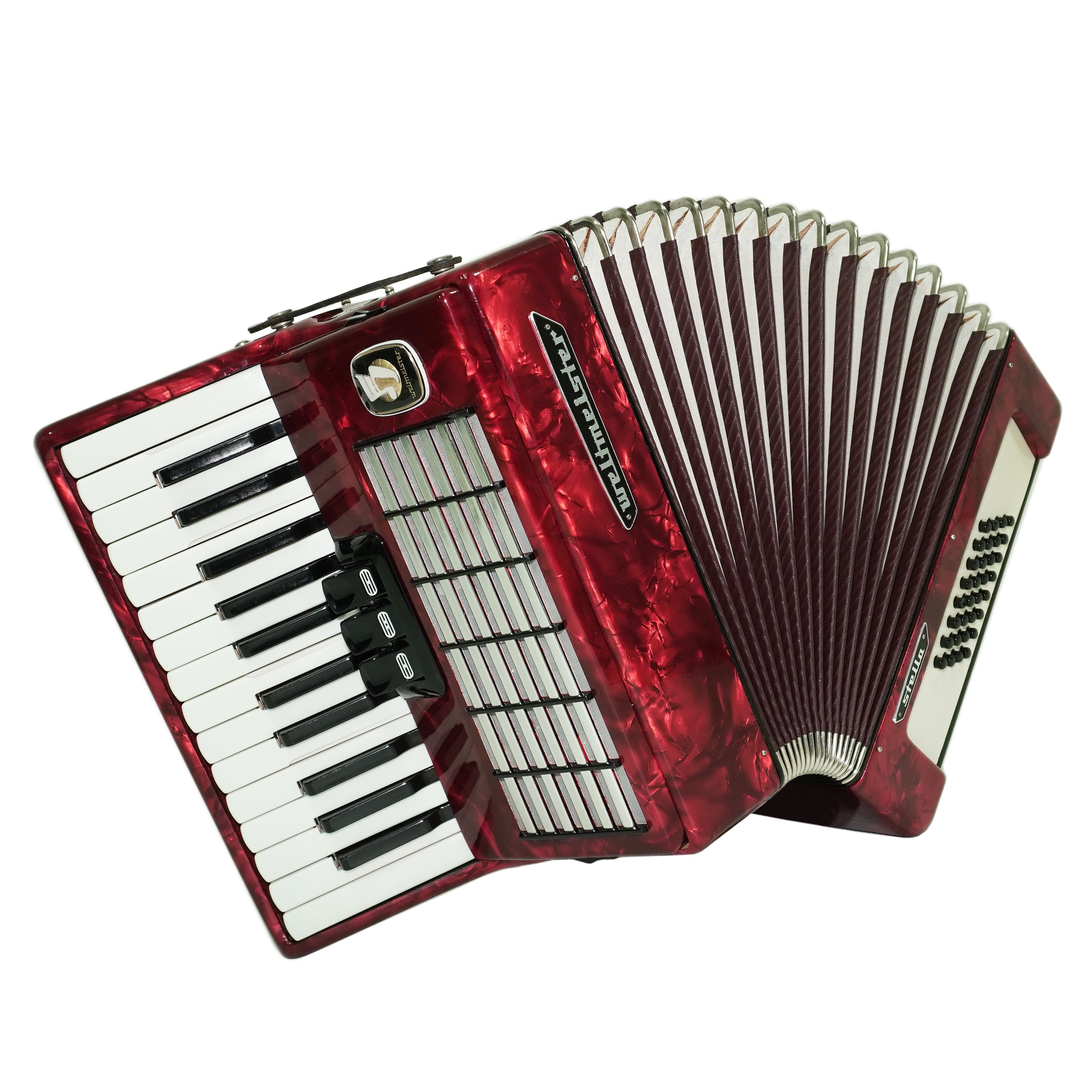 Weltmeister Stella 32 Bass Lightweight Piano Accordion for Beginners Children Kids, made in Germany Small Accordian with New Straps, 2736