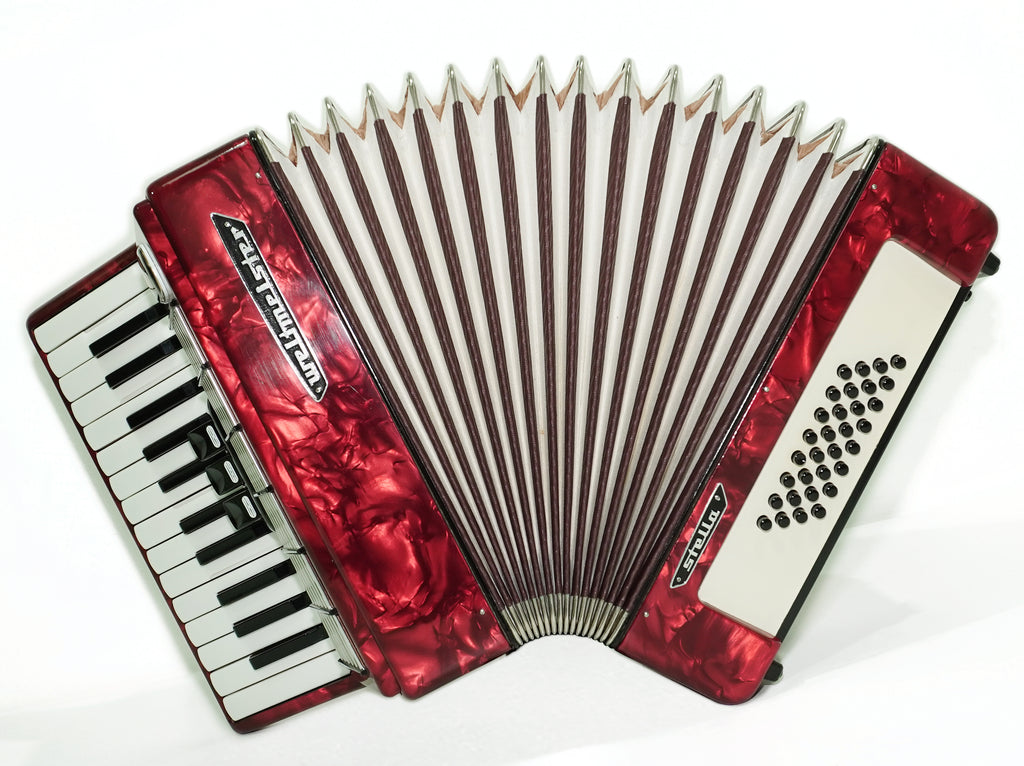 Weltmeister Stella 32 Bass Lightweight Piano Accordion for Beginners Children Kids, made in Germany Small Accordian with New Straps, 2736