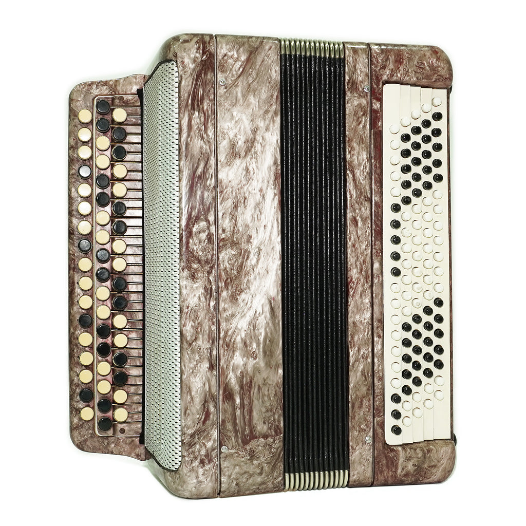 Russian Bayan Tulskiy, 3 Row Tula Chromatic Button Accordion, Vintage Music Box B System, New Straps and Soft Case, 2746