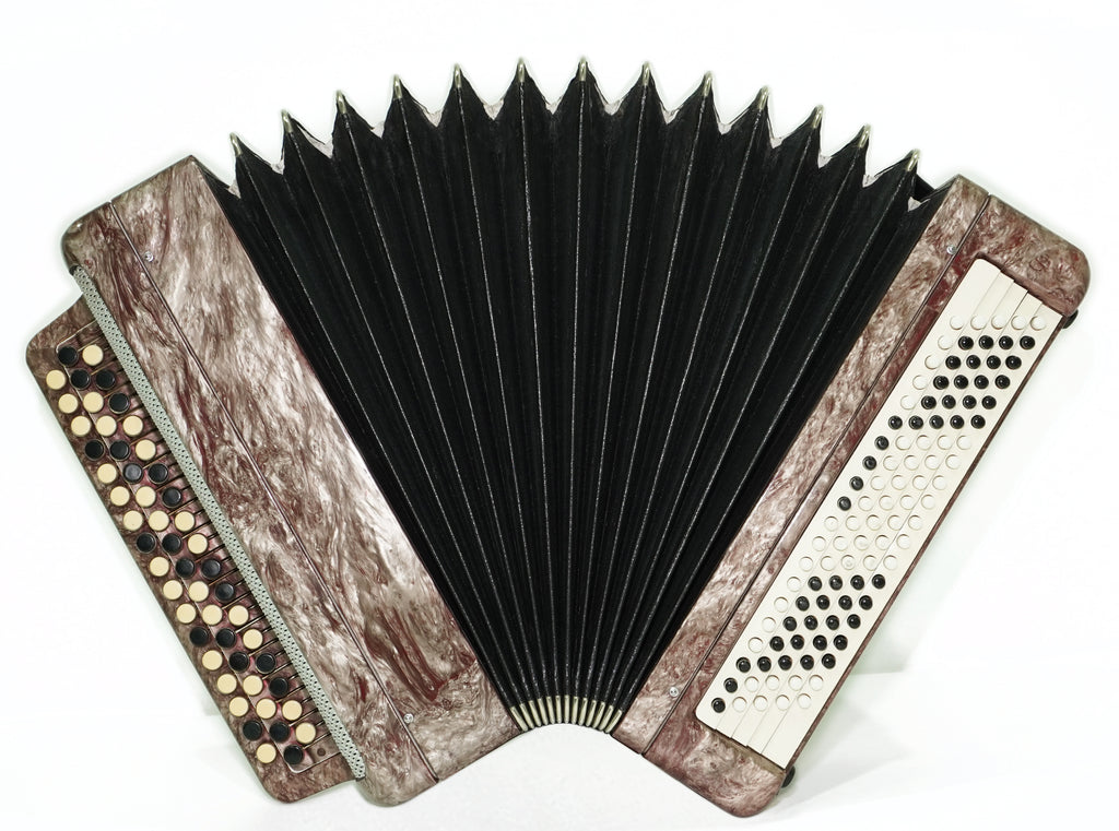 Russian Bayan Tulskiy, 3 Row Tula Chromatic Button Accordion, Vintage Music Box B System, New Straps and Soft Case, 2746