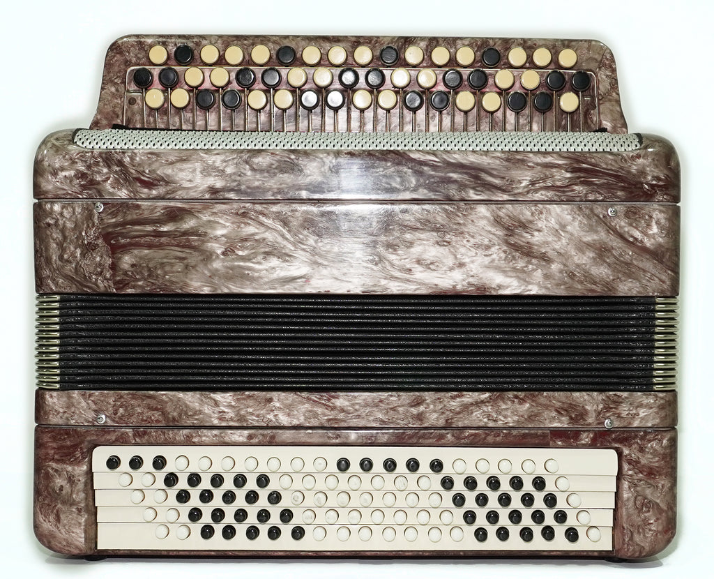 Russian Bayan Tulskiy, 3 Row Tula Chromatic Button Accordion, Vintage Music Box B System, New Straps and Soft Case, 2746