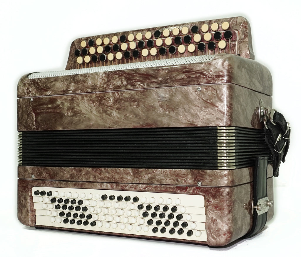 Russian Bayan Tulskiy, 3 Row Tula Chromatic Button Accordion, Vintage Music Box B System, New Straps and Soft Case, 2746