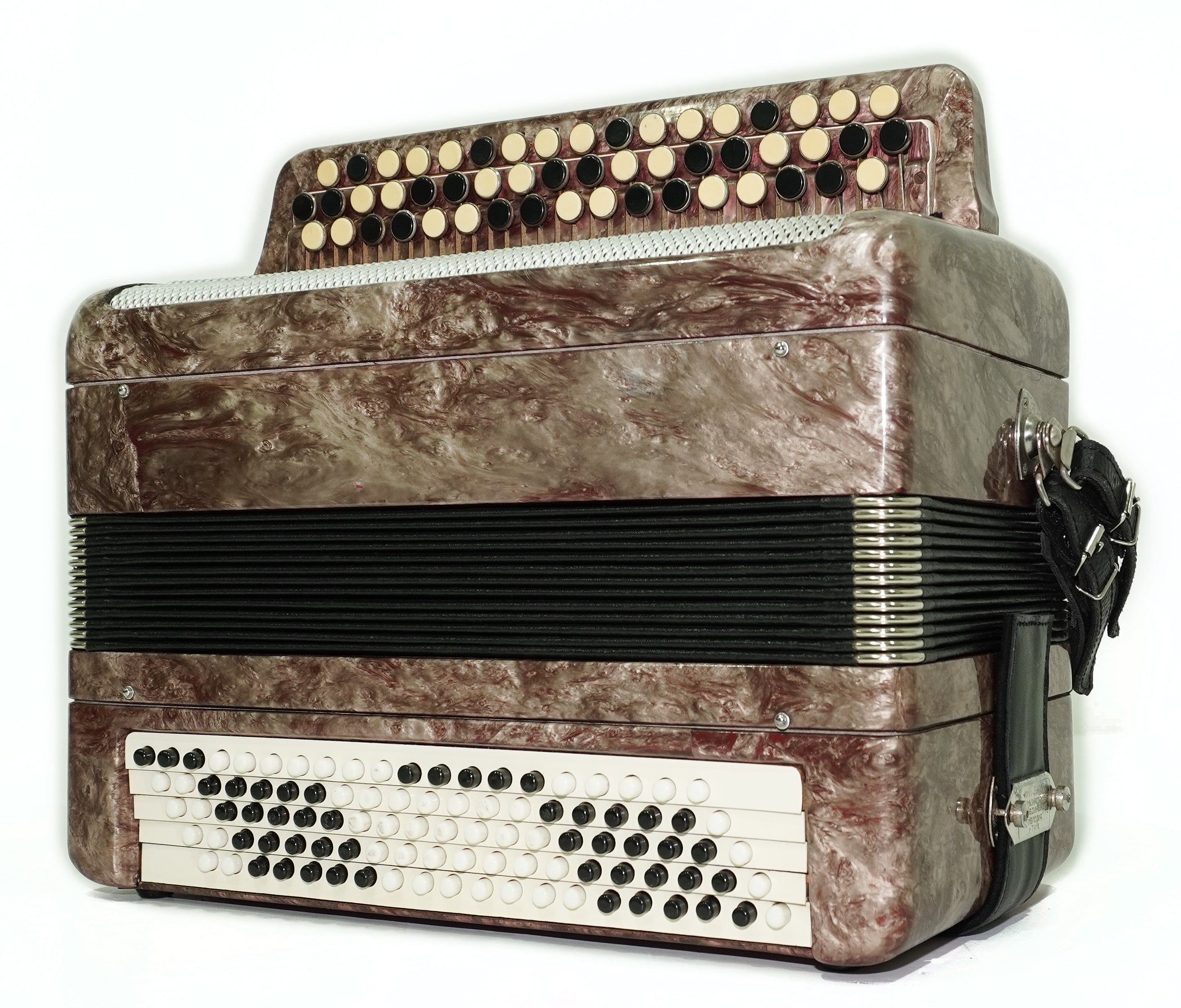 Russian Bayan Tulskiy, 3 Row Tula Chromatic Button Accordion, Vintage Music Box B System, New Straps and Soft Case, 2746