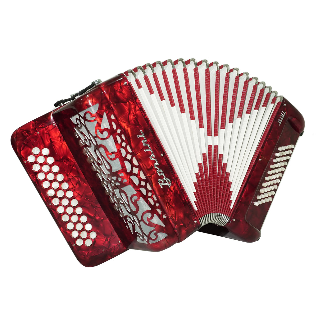 Borsini Mini 3 Row Button Accordion C Griff, made in Italy, Lightweight Rare Original Musical Instrument Accordeone de Botones for Beginners, 2742