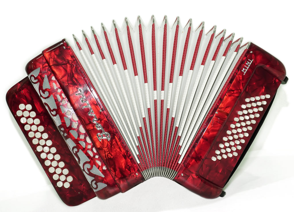 Borsini Mini 3 Row Button Accordion C Griff, made in Italy, Lightweight Rare Original Musical Instrument Accordeone de Botones for Beginners, 2742