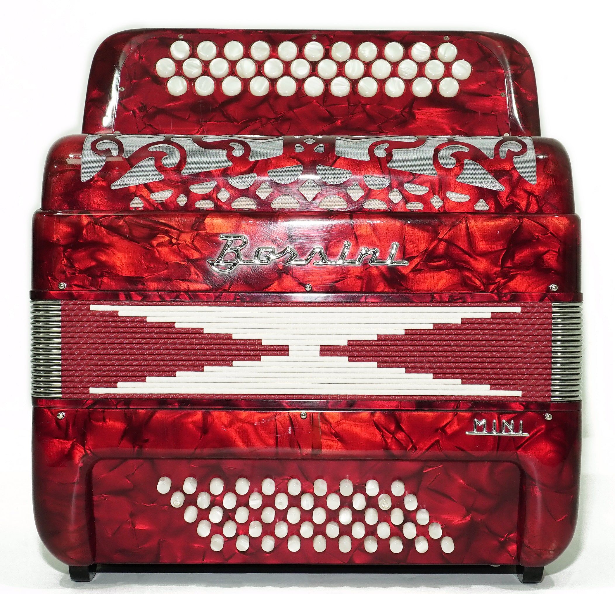 Borsini Mini 3 Row Button Accordion C Griff, made in Italy, Lightweight Rare Original Musical Instrument Accordeone de Botones for Beginners, 2742