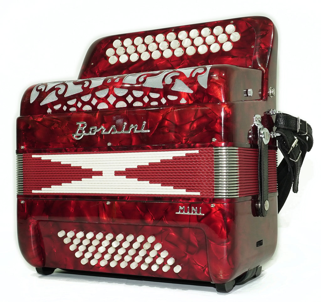 Borsini Mini 3 Row Button Accordion C Griff, made in Italy, Lightweight Rare Original Musical Instrument Accordeone de Botones for Beginners, 2742