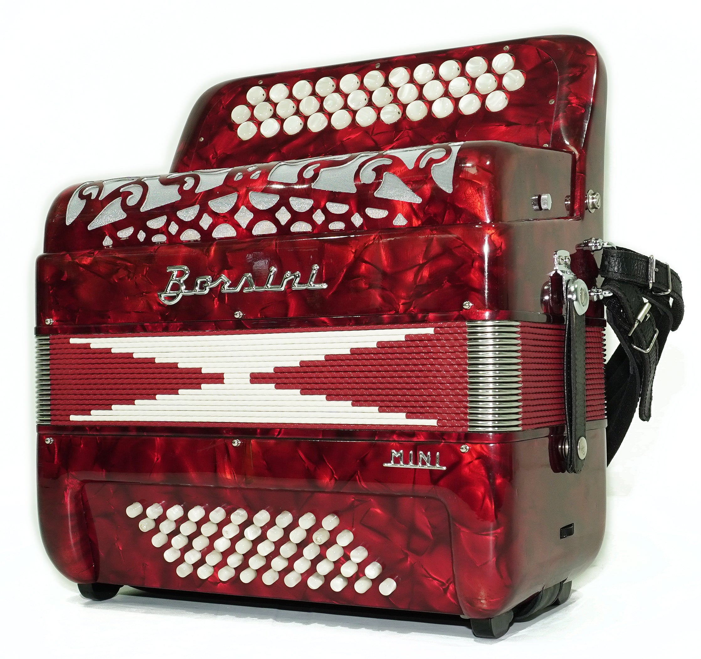 Borsini Mini 3 Row Button Accordion C Griff, made in Italy, Lightweight Rare Original Musical Instrument Accordeone de Botones for Beginners, 2742