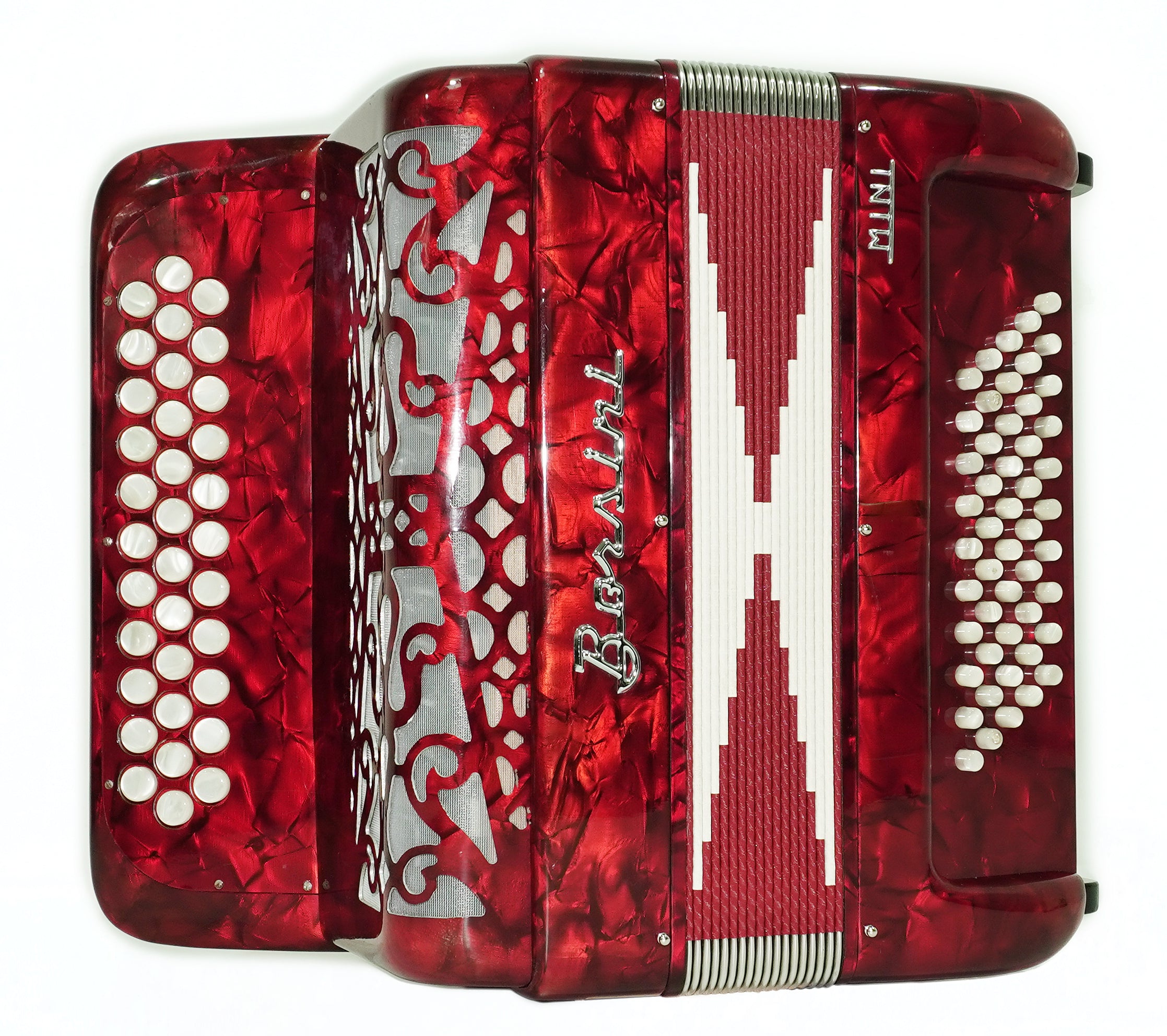 Borsini Mini 3 Row Button Accordion C Griff, made in Italy, Lightweight Rare Original Musical Instrument Accordeone de Botones for Beginners, 2742
