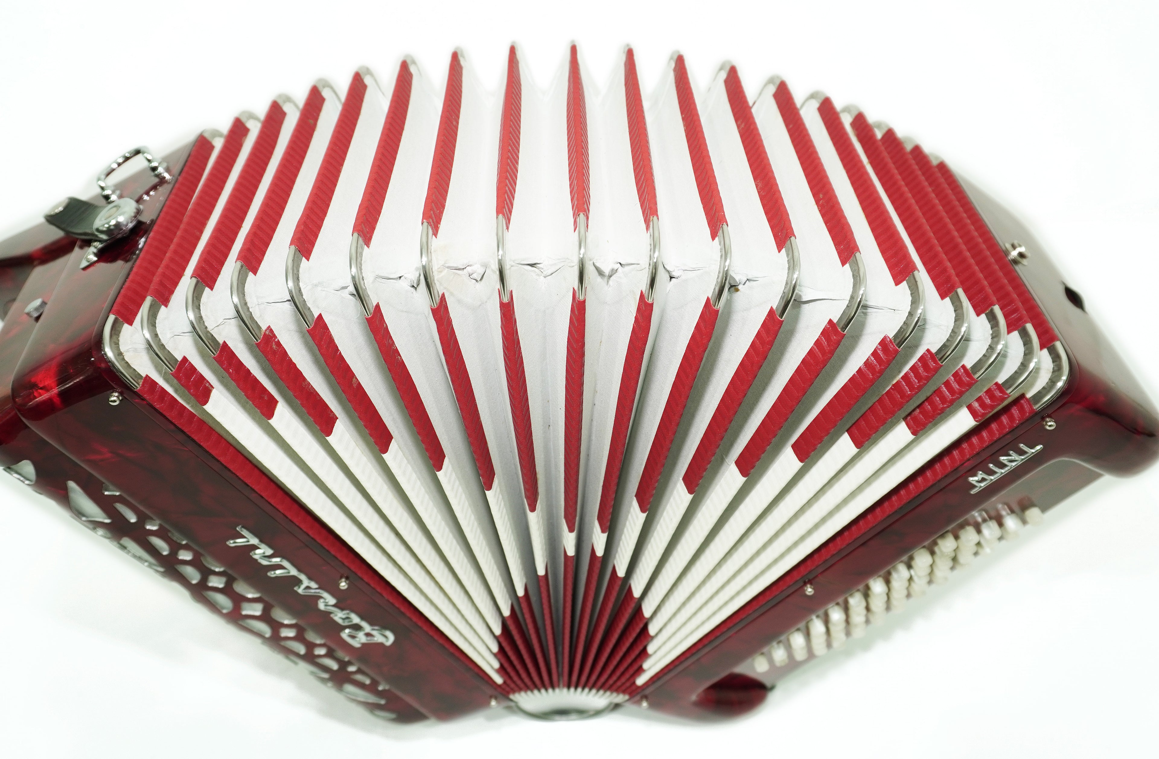 Borsini Mini 3 Row Button Accordion C Griff, made in Italy, Lightweight Rare Original Musical Instrument Accordeone de Botones for Beginners, 2742