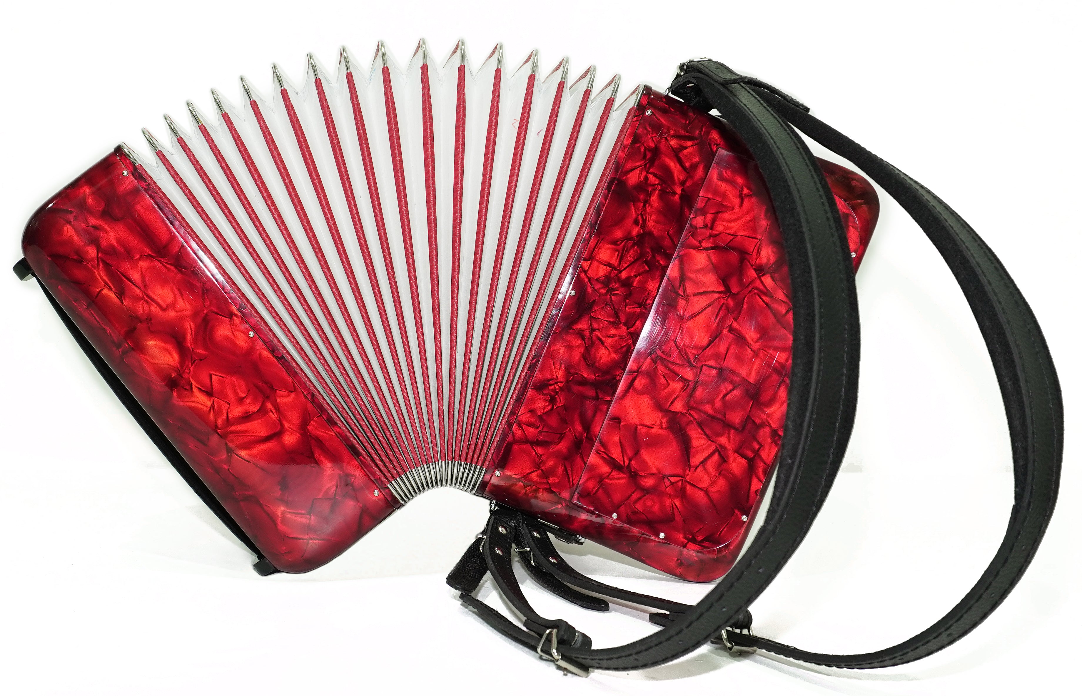 Borsini Mini 3 Row Button Accordion C Griff, made in Italy, Lightweight Rare Original Musical Instrument Accordeone de Botones for Beginners, 2742