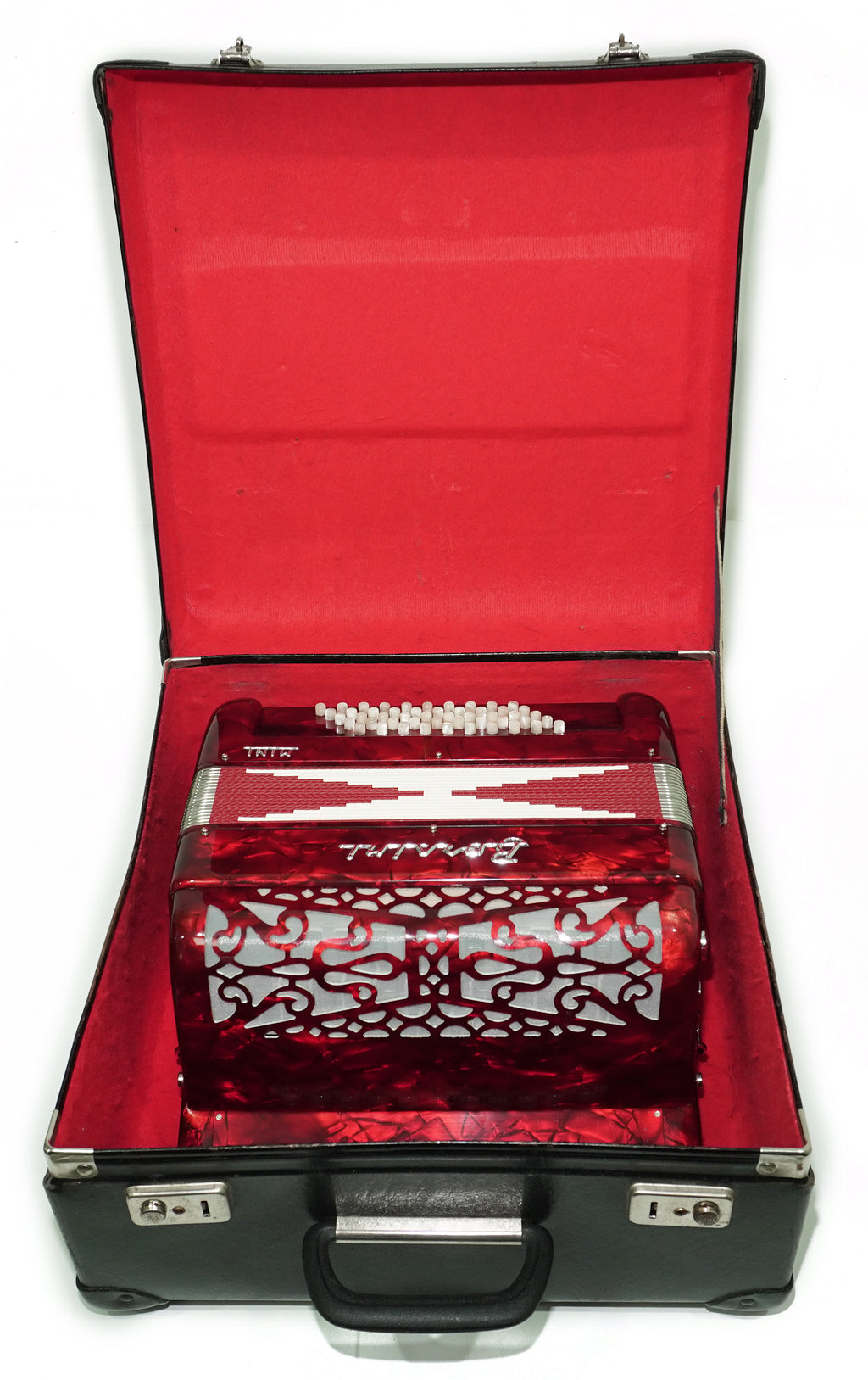 Borsini Mini 3 Row Button Accordion C Griff, made in Italy, Lightweight Rare Original Musical Instrument Accordeone de Botones for Beginners, 2742