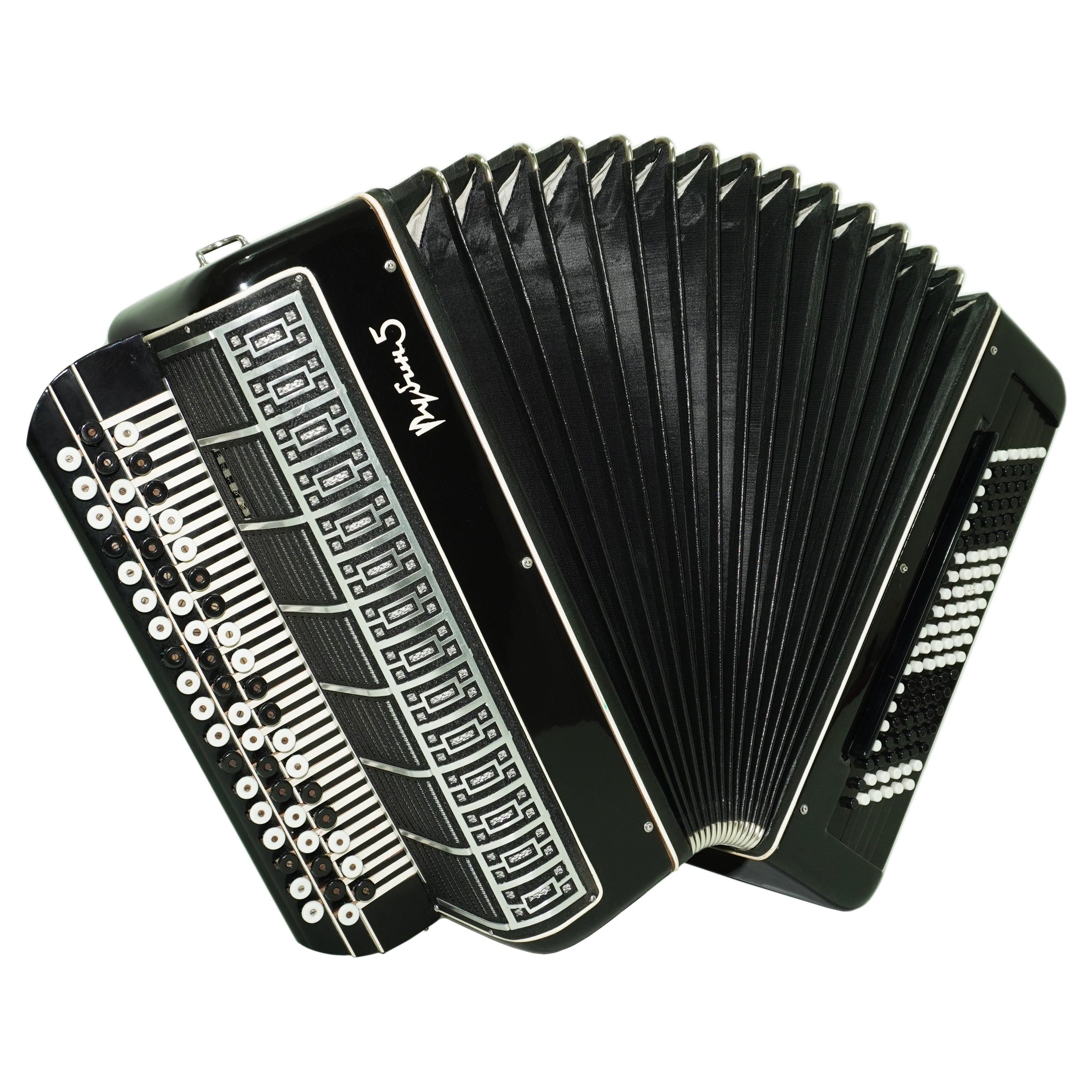 Converter Bayan Rubin 5 Free Bass and Stradella, 120 Bass Button Accordion, Vintage Russian Bayan Accordion, with Straps and Case, 2741