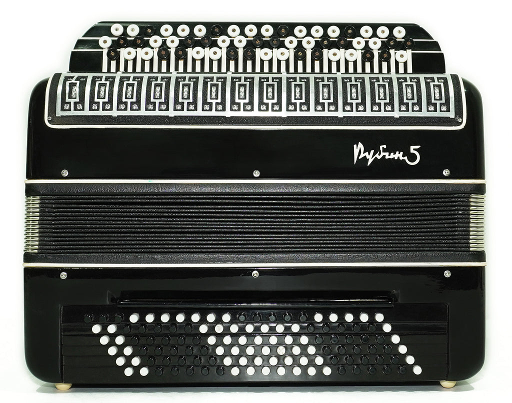 Converter Bayan Rubin 5 Free Bass and Stradella, 120 Bass Button Accordion, Vintage Russian Bayan Accordion, with Straps and Case, 2741