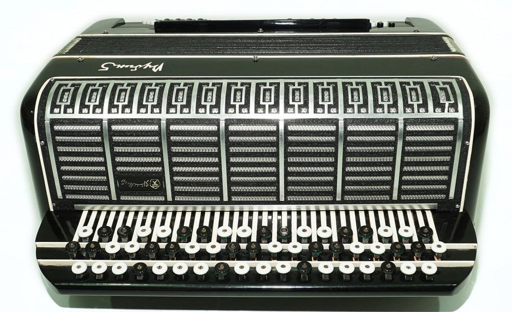Converter Bayan Rubin 5 Free Bass and Stradella, 120 Bass Button Accordion, Vintage Russian Bayan Accordion, with Straps and Case, 2741