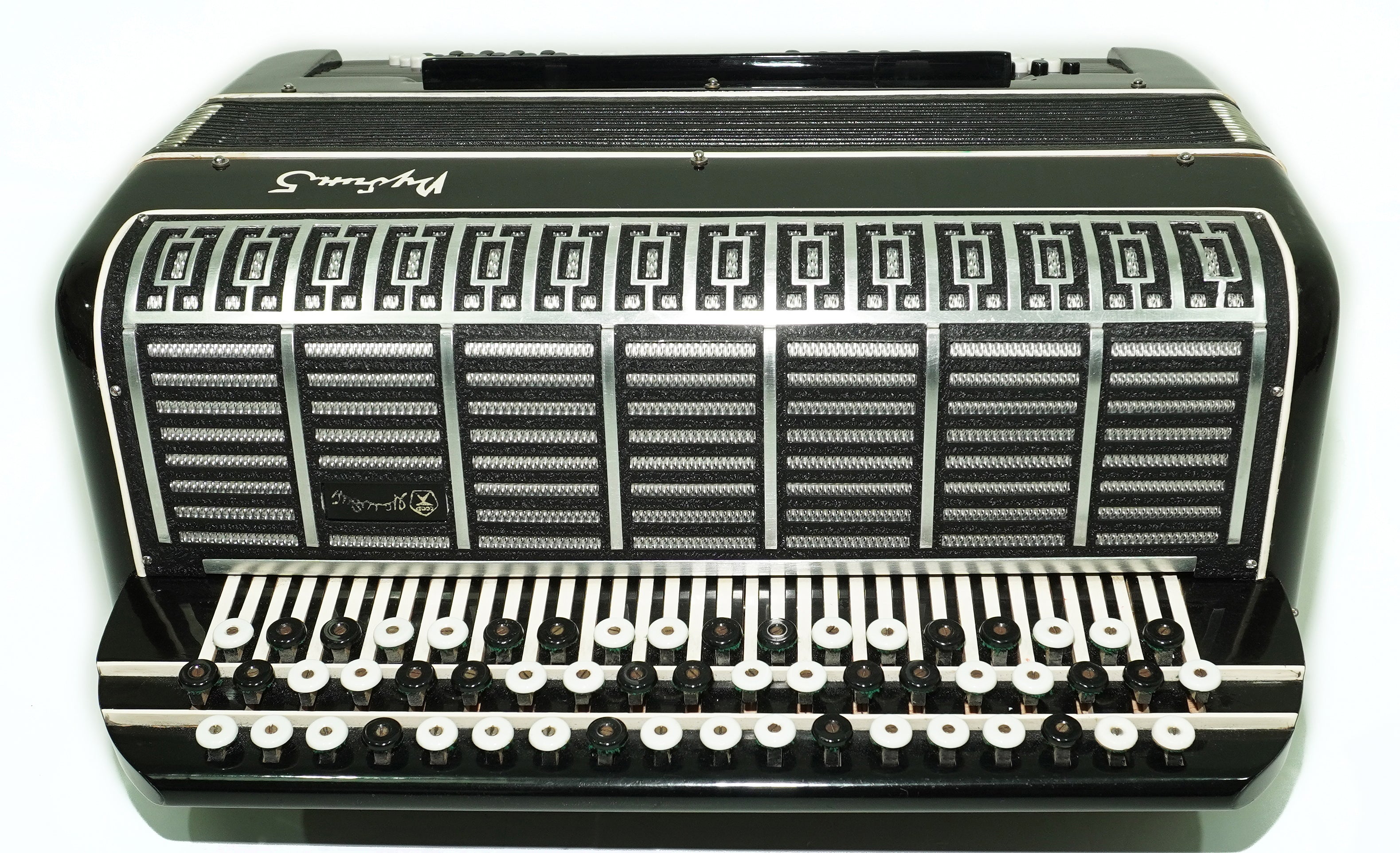 Converter Bayan Rubin 5 Free Bass and Stradella, 120 Bass Button Accordion, Vintage Russian Bayan Accordion, with Straps and Case, 2741