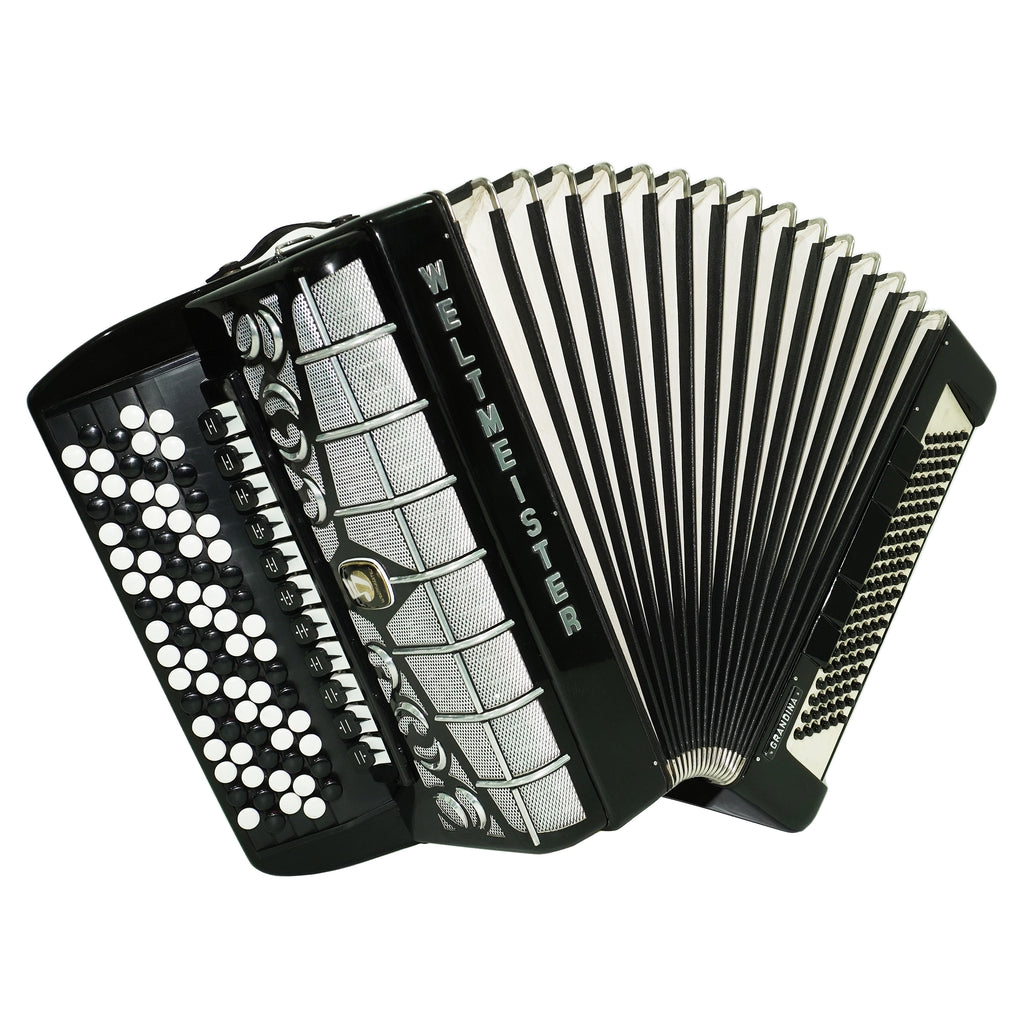 Weltmeister Grandina Button Accordion 120 Bass, made in Germany, 5 Row Bayan B Griff, Straps and Case, 2738