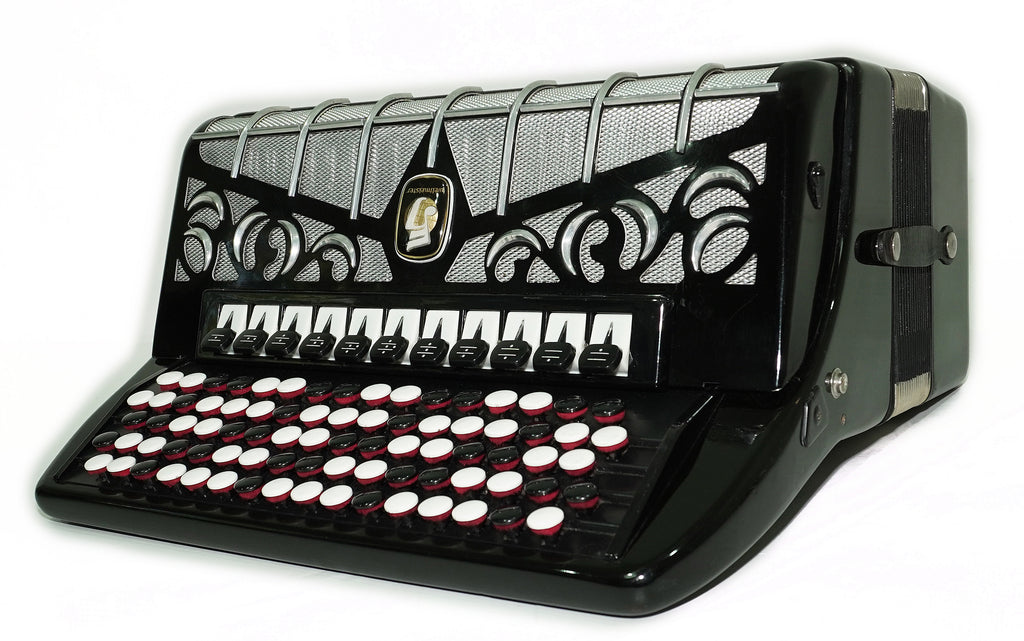Weltmeister Grandina Button Accordion 120 Bass, made in Germany, 5 Row Bayan B Griff, Straps and Case, 2738