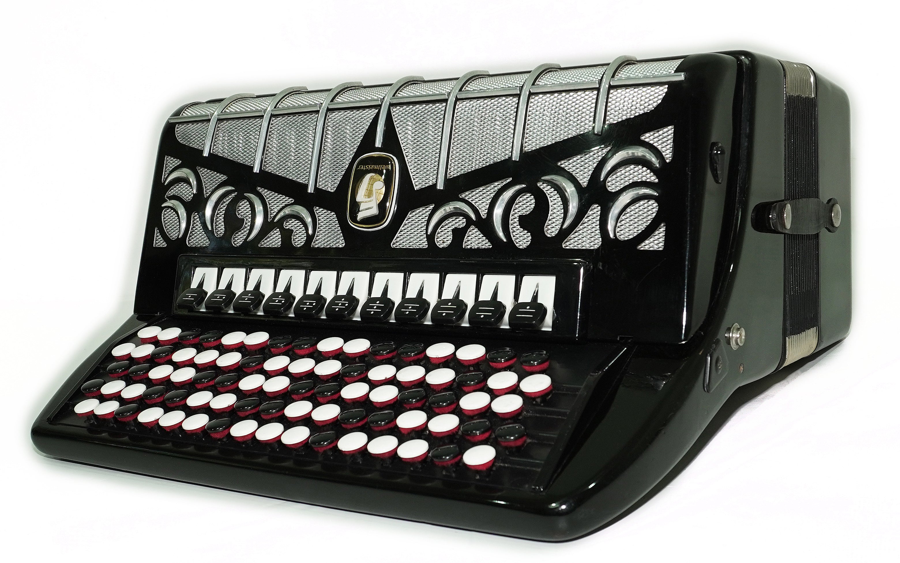 Weltmeister Grandina Button Accordion 120 Bass, made in Germany, 5 Row Bayan B Griff, Straps and Case, 2738