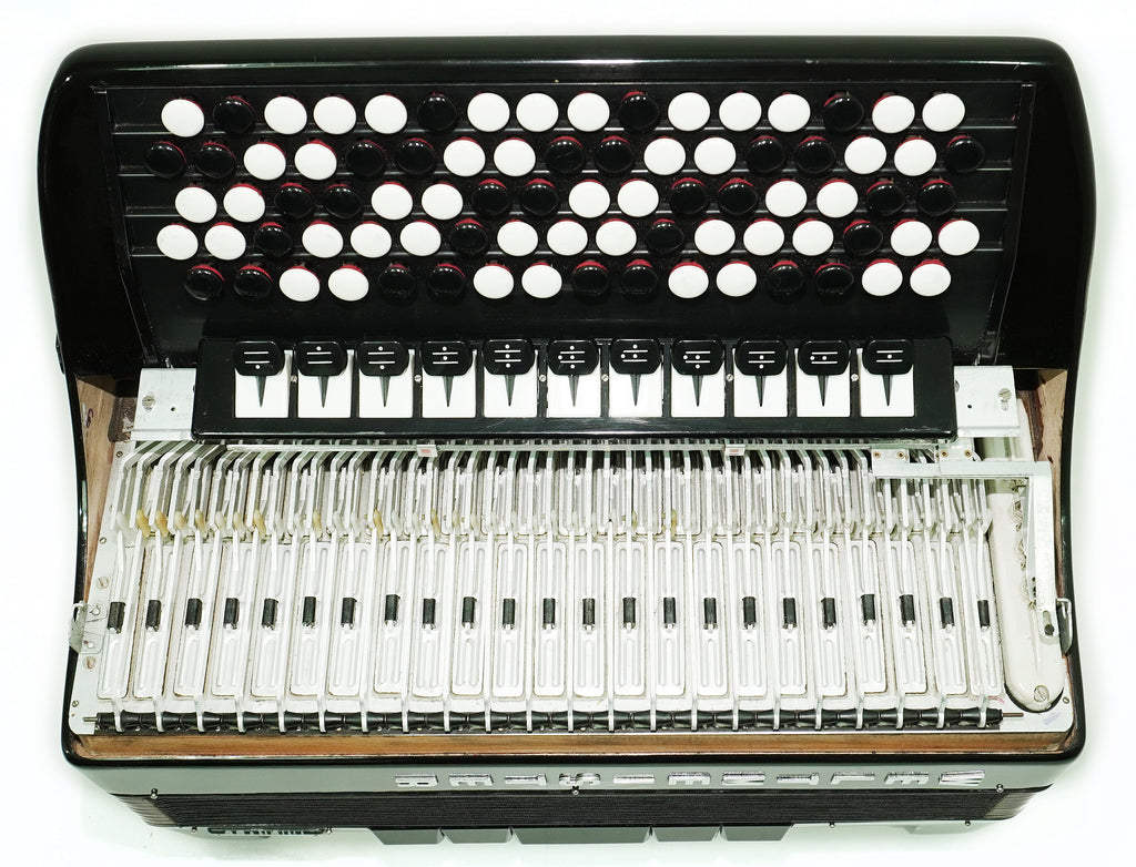 Weltmeister Grandina Button Accordion 120 Bass, made in Germany, 5 Row Bayan B Griff, Straps and Case, 2738