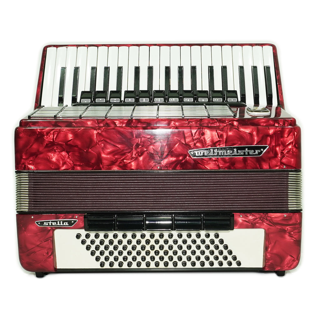 Weltmeister Stella Accordion 96 Bass, German Accordian Instrument, New Straps and Soft Case for Gift, Original Keyboard Piano Acordeone, 2739