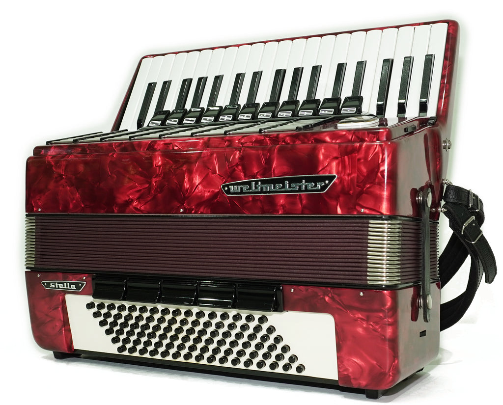 Weltmeister Stella Accordion 96 Bass, German Accordian Instrument, New Straps and Soft Case for Gift, Original Keyboard Piano Acordeone, 2739